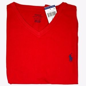Polo Ralph Lauren V Neck T-Shirt Red Blue Pony NWT